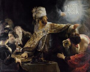 Representación de la visión de Belsasar. Rembrandt 